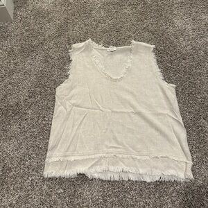Cream Linen Tank Top